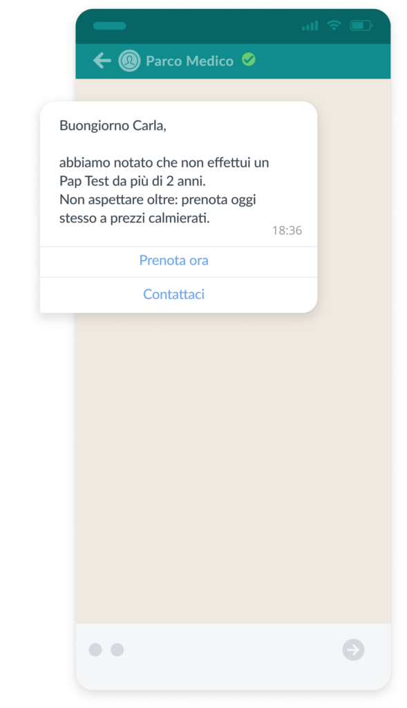 WhatsApp Business per la sanità - esempio