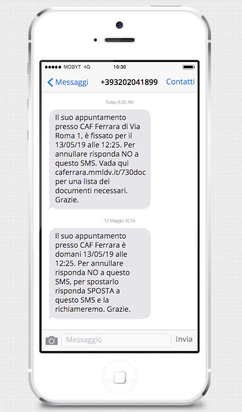SMS marketing per CAF e patronati - SMS prenotazione