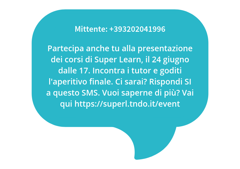 SMS per eventi - esempio testo di invito